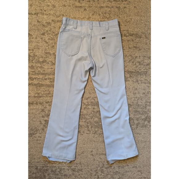 Vintage 1970s Baby Powder Blue Lee Pants 32x28 Distressed, Made In USA - Picture 13 of 16